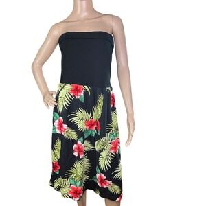 Vtg Hawaiian Dress Puanani Floral Strapless Resort Beach Vacation sz XL Tropical